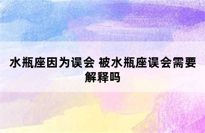 水瓶座因为误会 被水瓶座误会需要解释吗